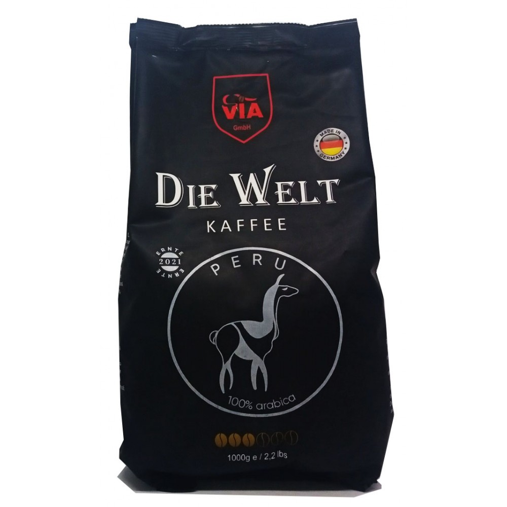 Кава "Die Welt" Peru арабіка зерно 1 кілограм.