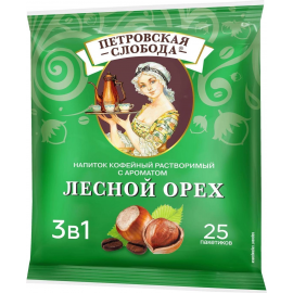 Напиток кофейный растворимый 3 в 1 Петровская Слобода орех 25 пакетов