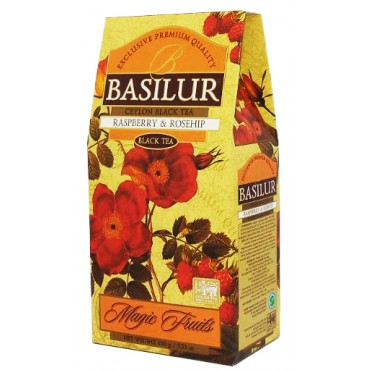 Чорний чай Basilur Raspberry Rosehip Малина Шипшина - Чарівні Фрукти 100 грам