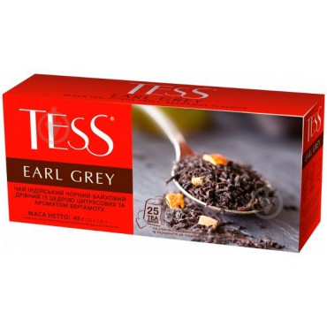 Чай черный пакетированный Tess Earl Grey 25 пакетов