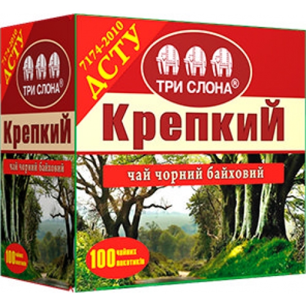 Черный чай Крепкий Три слона, 100х1,5г