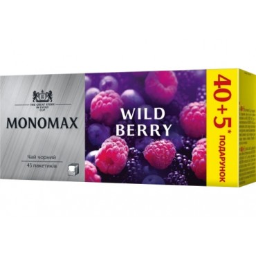 Черный чай с лесными ягодами Мономах Wild Berry 40 пакетов без ярлыка