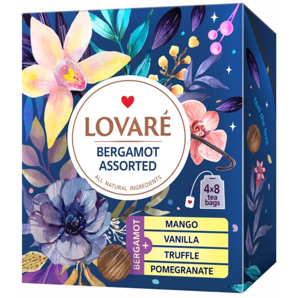 Комплект пакетованого чаю Lovare Асорті Бергамот 32 штуки