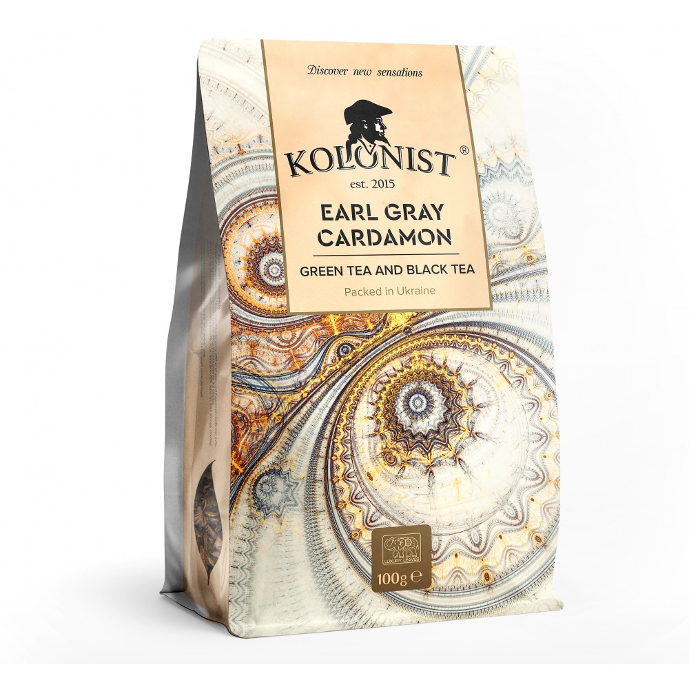 Чай Kolonist чорний та зелений Earl grey cardamon 100 грам
