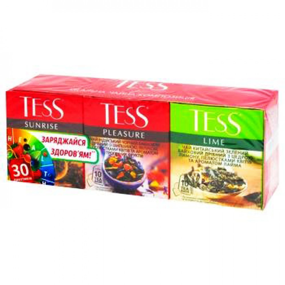 Набір чаю TESS Pleasure+Sunrise+Lime 30 пакетиків