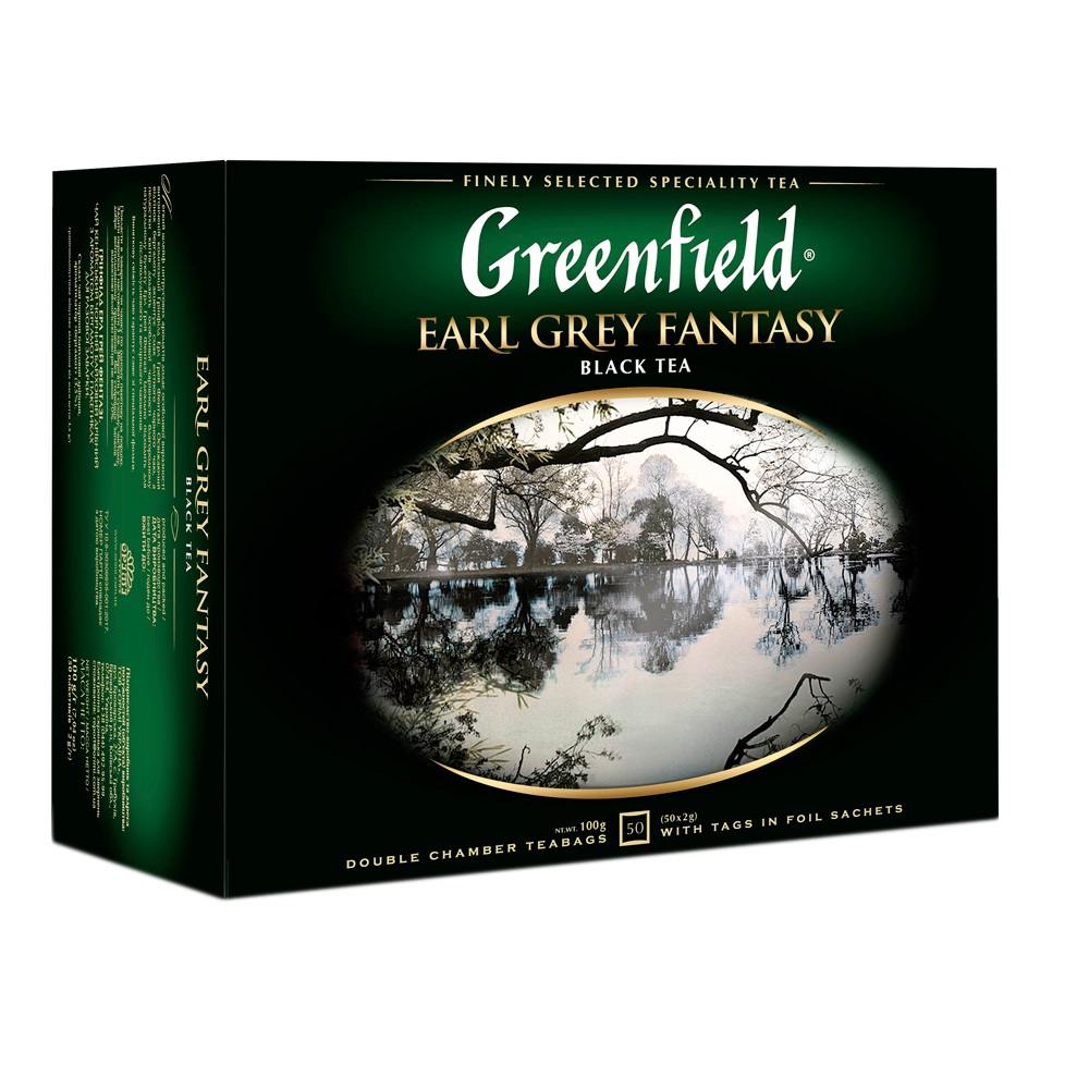 Чай "Greenfield" Earl Grey 50 пакетов, картонная упаковка
