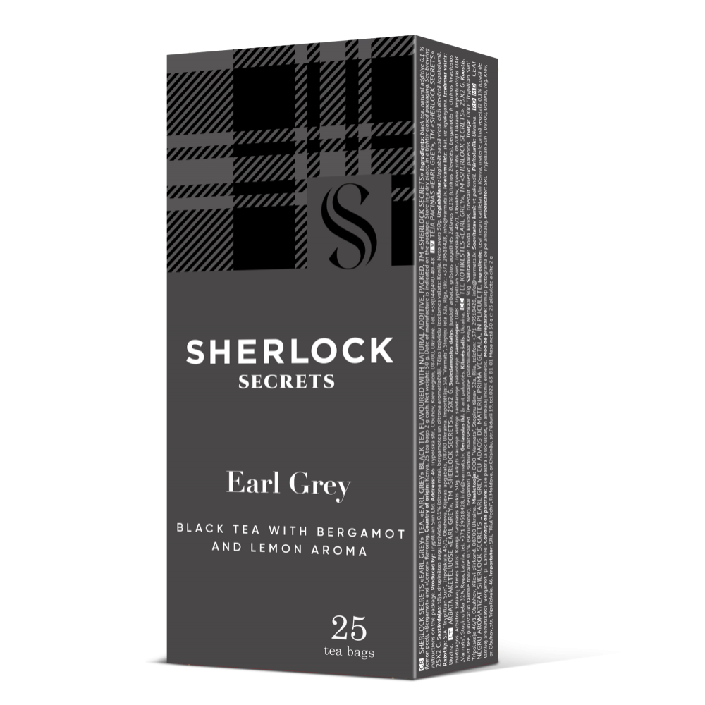Чай Sherlock Secrets «Earl Grey» чорний з ароматом бергамоту та лимону 25 пакетів, 50 г