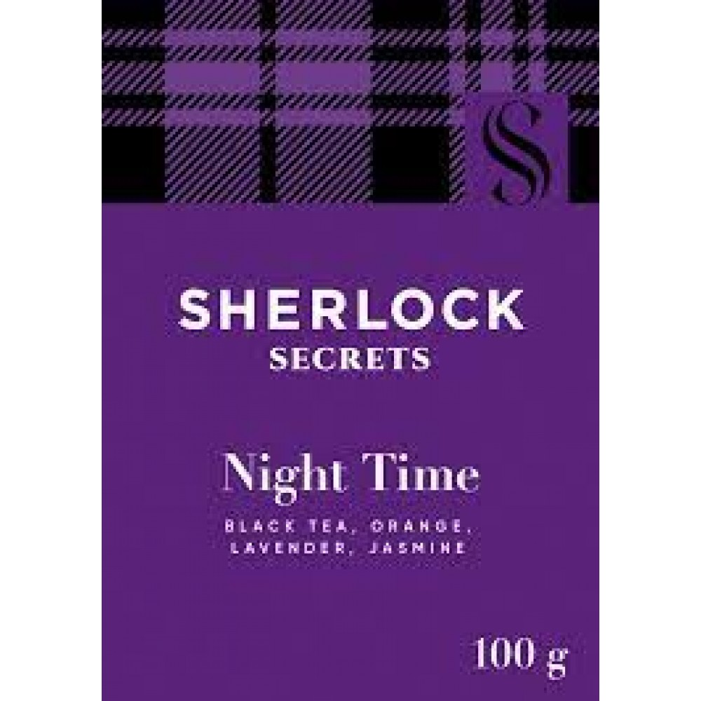 Чай Sherlock Secrets "Night Time" чорний листовий з цедрою апельсина, квітами лаванди та жасмину 100 г