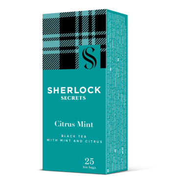 Чай Sherlock Secrets «Citrus Mint» чорний з ароматом м'яти та цитрусу 25 пакетів, 50 грам