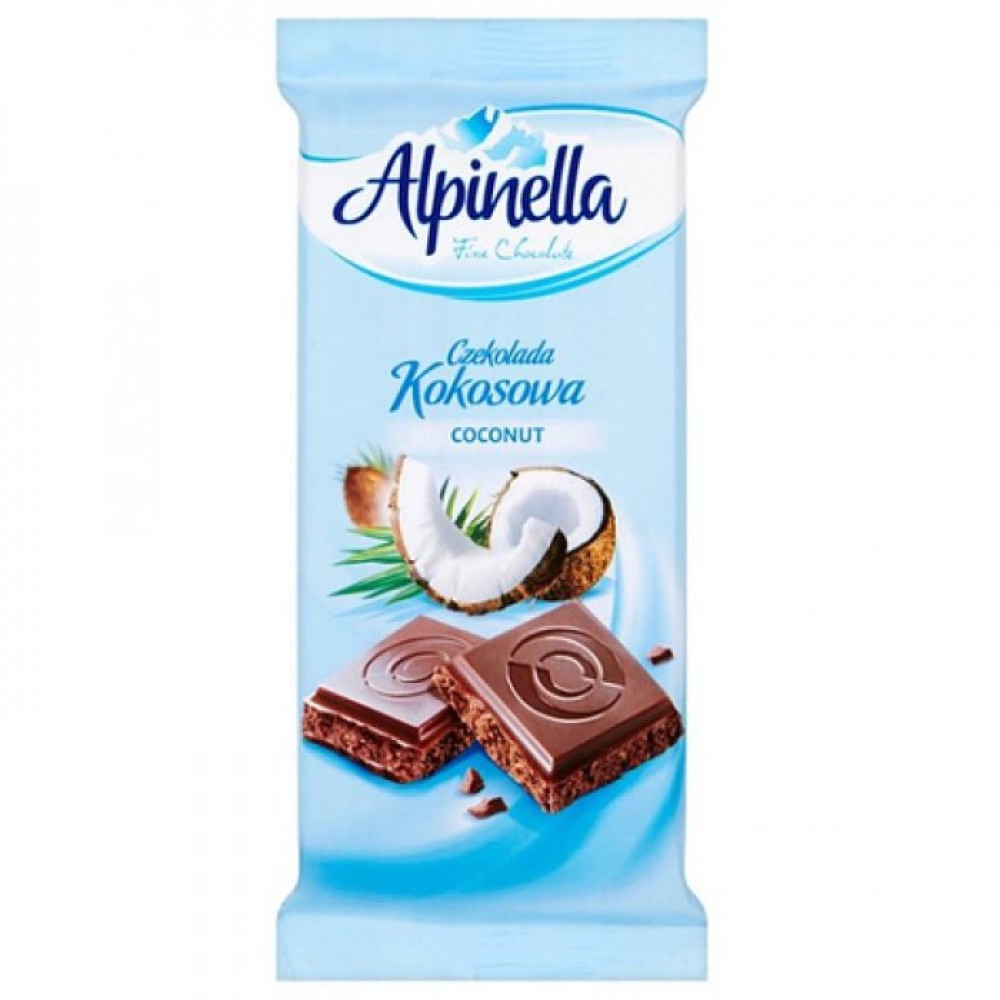 Шоколад "Alpinella" молочний з кокосом, 90г