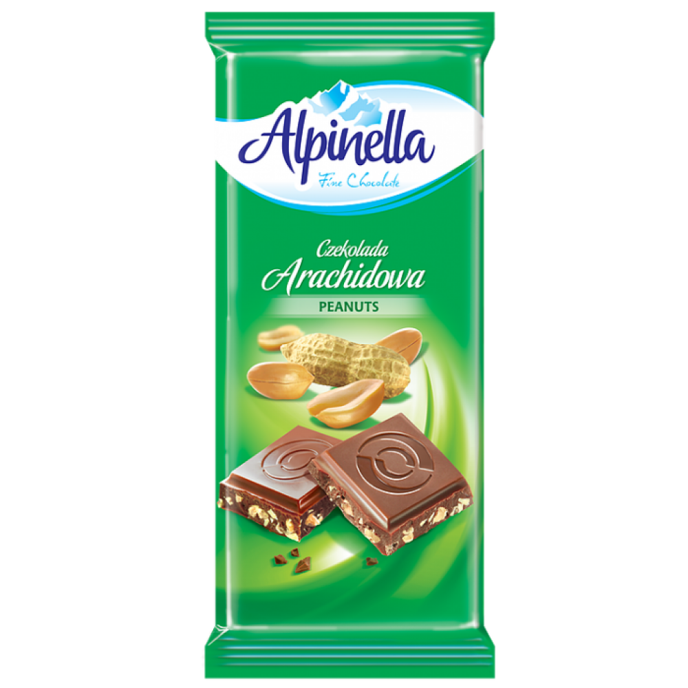 Шоколад "Alpinella" молочний з арахісом, 90 г