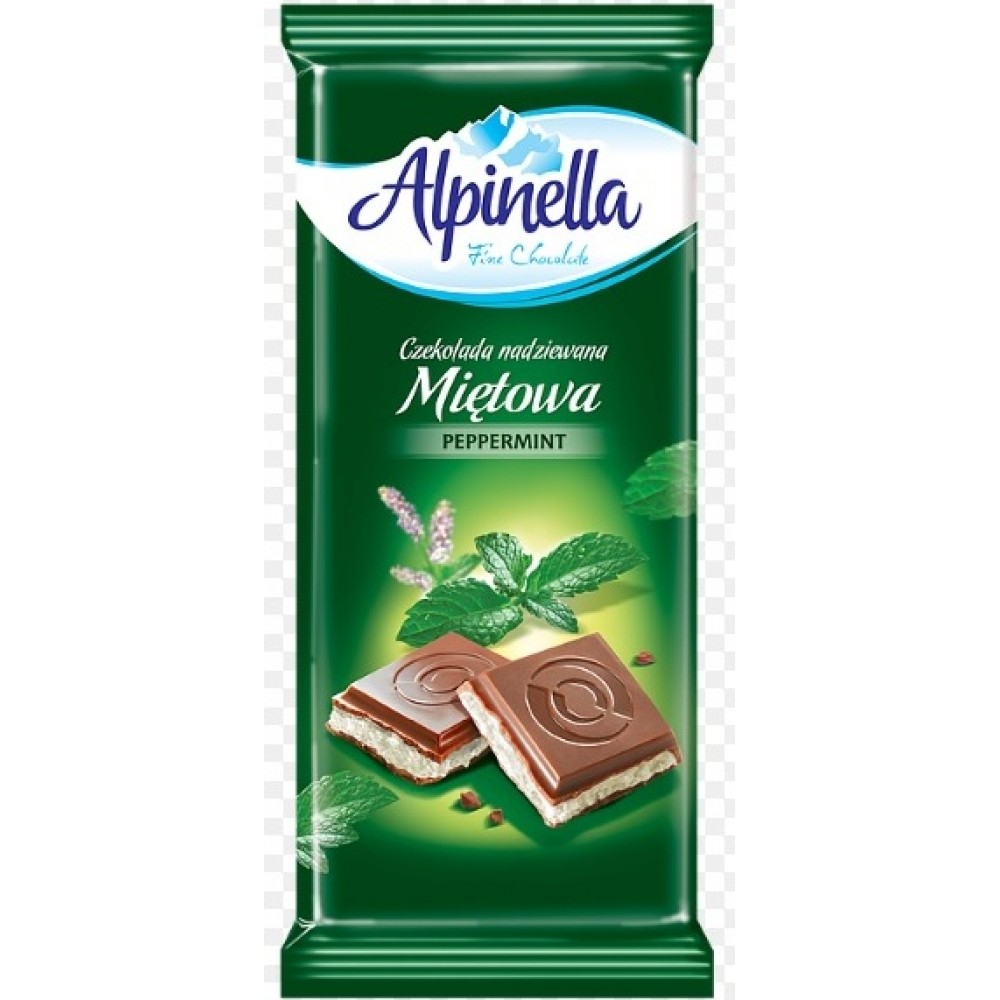 Шоколад "Alpinella" молочний з м'ятою, 100 г