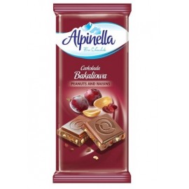 Шоколад "Alpinella" молочний з родзинками і горіхом, 90г