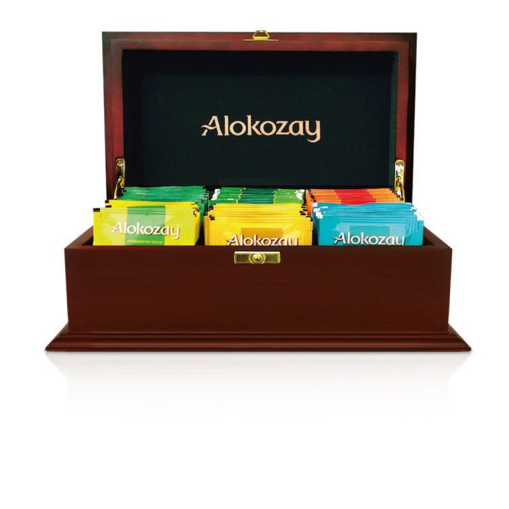 Чай "Alokozay" в дерев'яній скриньці, 72 пакетика
