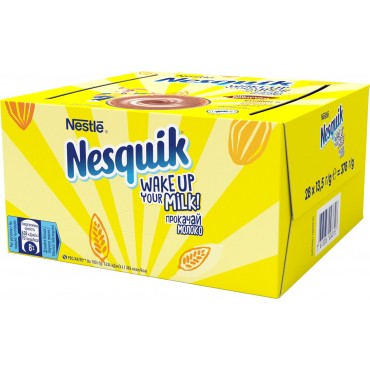 Упаковка какао-напитка Nesquik Быстрорастворимый в стиках 13.5 г х 28 шт