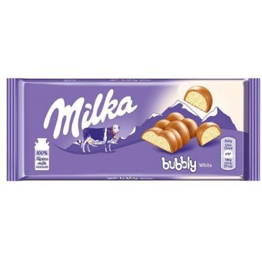 Шоколад молочный Milka Bubbly наполненный белым пористым шоколадом 95 грамм