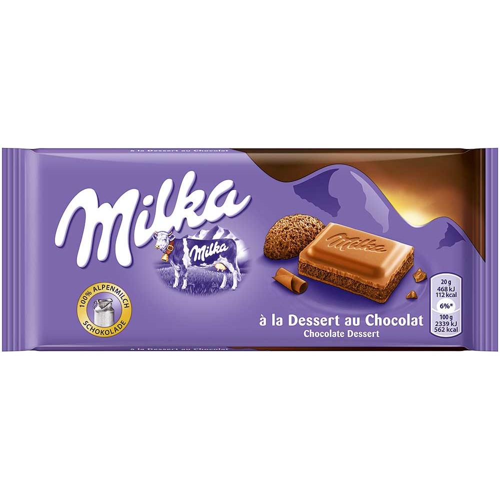 Шоколад молочный Десерт Milka с шоколадом 100 грамм