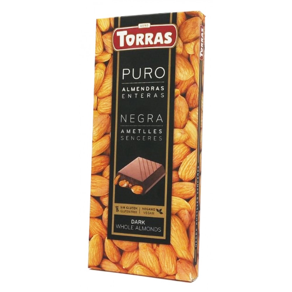 Шоколад Torras чорний з мигдалем 200 грам