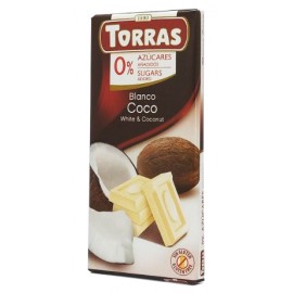 Шоколад Torras белый с кокосом без сахара и глютена 75 грамм