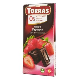 Шоколад Torras черный с клубникой 52% какао без сахара и глютена 75 грамм