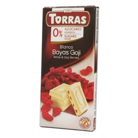 Шоколад Torras белый с ягодами годжи без сахара и глютена 75 грамм