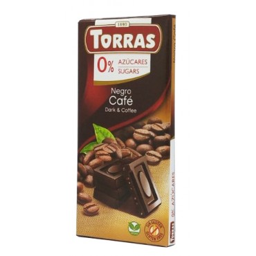 Шоколад Torras черный с кофе без сахара и глютена 75 грамм