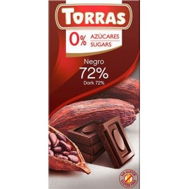 Шоколад черный без сахара и глютена TORRAS 72% 75 грамм