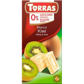 Шоколад белый без сахара и глютена Torras с киви 27% 75 грамм