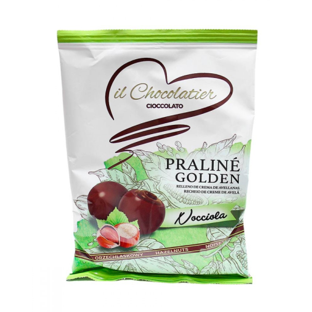 Цукерки праліне з молочного шоколаду з горіховим кремом il Chocolatier Praline Golden Nocciola 100 грам