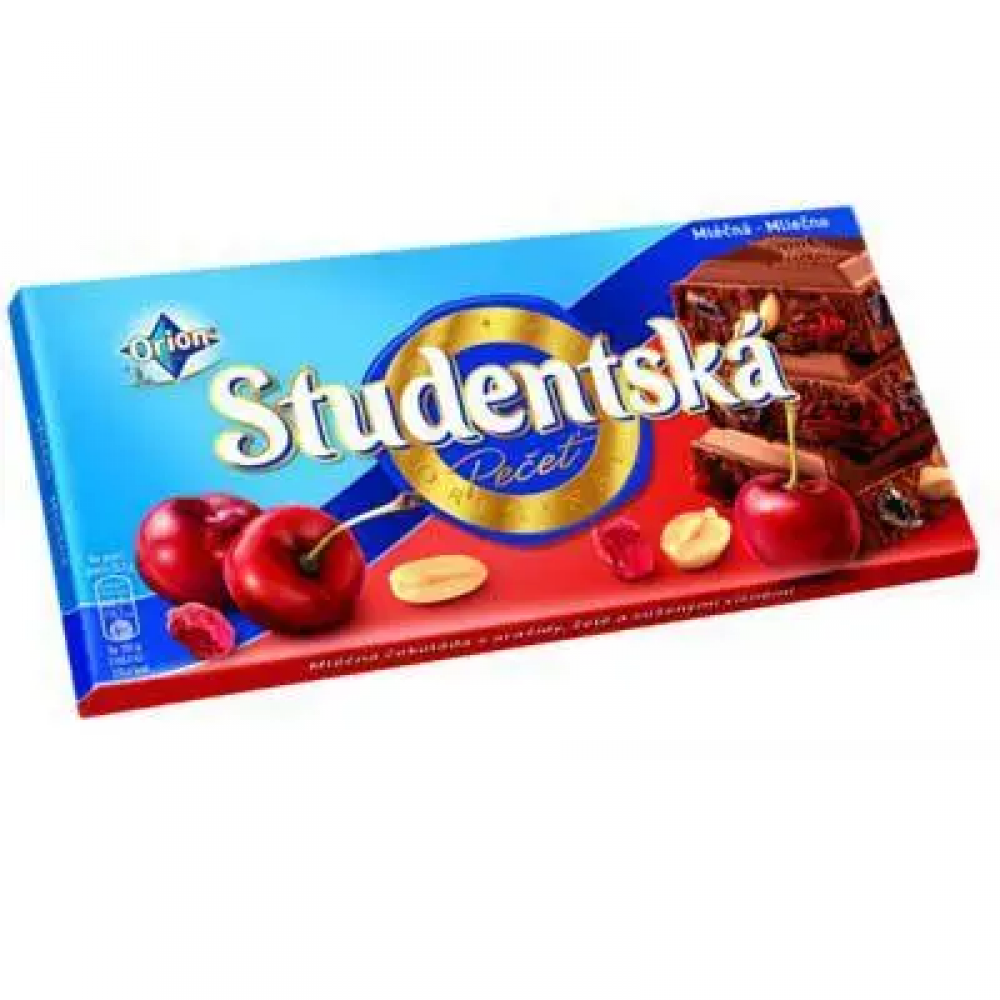 Studentska Шоколад молочний з вишнею, горіхами, желе 180 грам