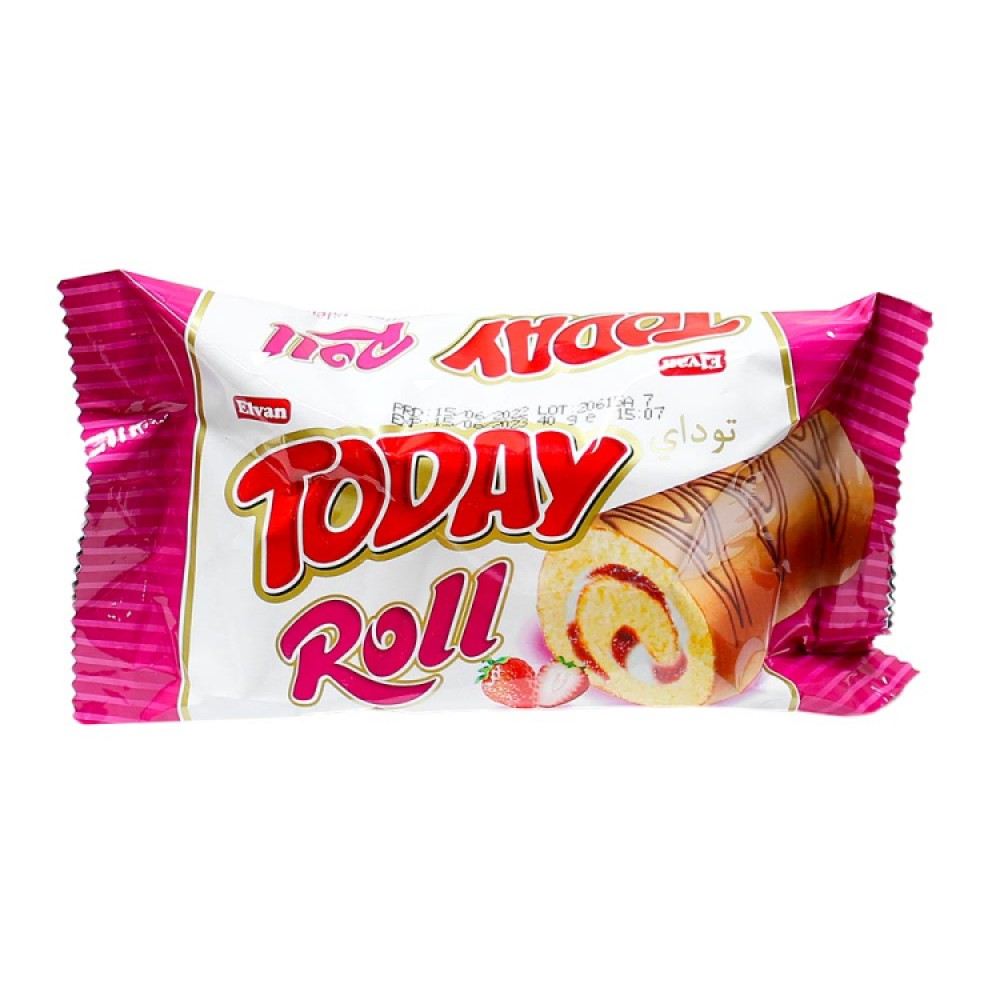 Рулет с ванильным кремом и клубничным желе Elvan TODAY ROLL STRAWBERRY, 40 грамм