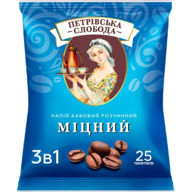 Напиток кофейный растворимый 3 в 1 Петровская Слобода Крепкий 25 саше по 20 грамм