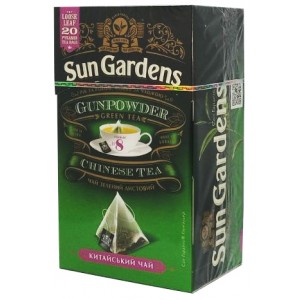 Зелений чай Sun Gardens Green Gunpowder 20 пірамід..