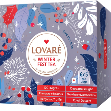 Коллекция пакетированного чая Lovare Winter Fest Tea Set 90 пакетов ассорти - 6 видов по 15 штук
