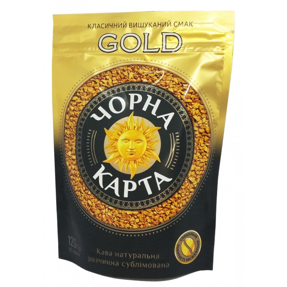 Кава Чорна Карта Gold розчинна 120 грам у м'якій упаковці