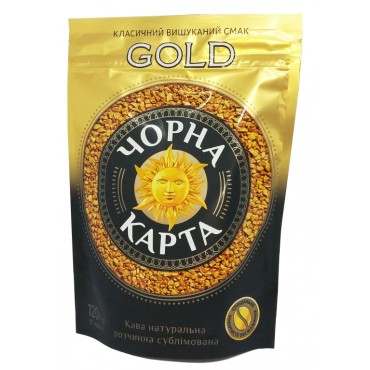 Кава Чорна Карта Gold розчинна 120 грам у м'якій упаковці