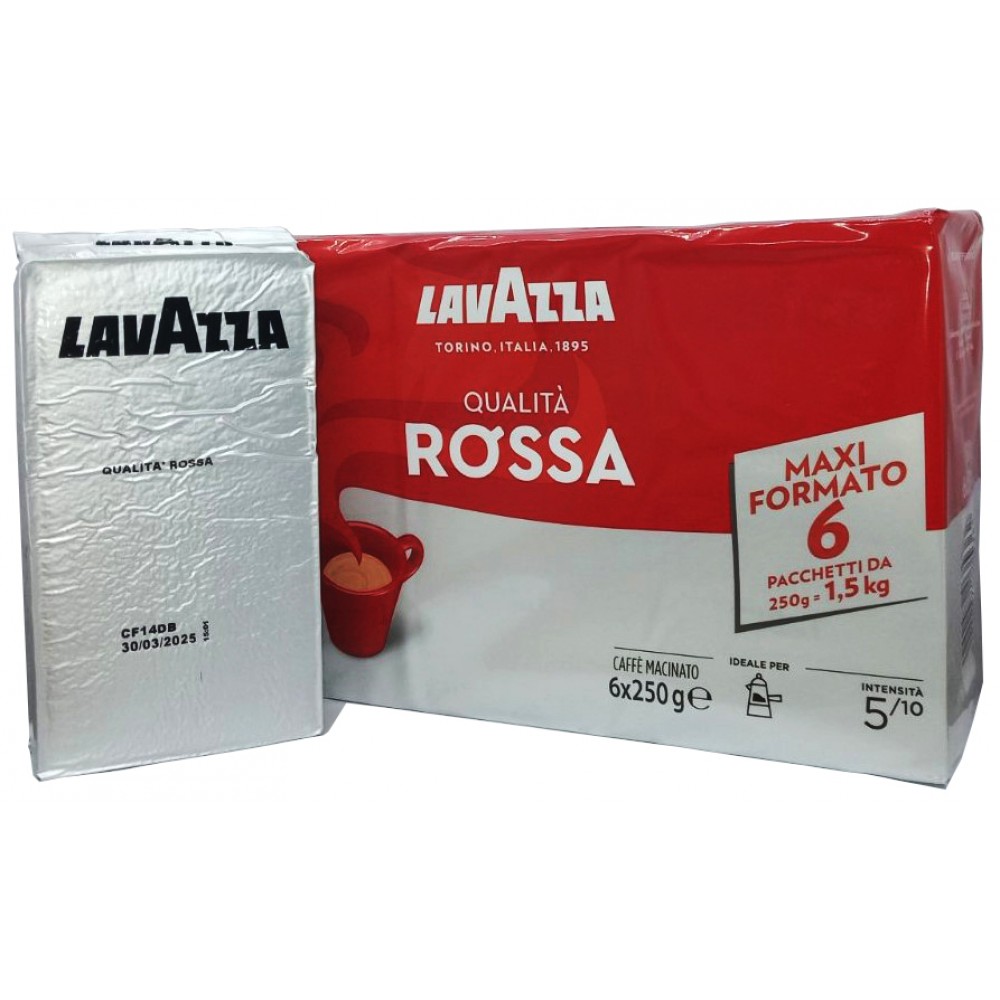 Кофе молотый Lavazza Qualita Rossa 250 грамм серебряный брикет