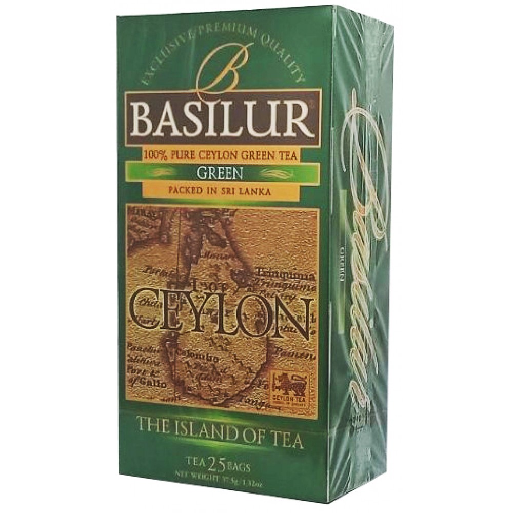 Чай Basilur Green Зелений Чайний Острів 25 пакетів