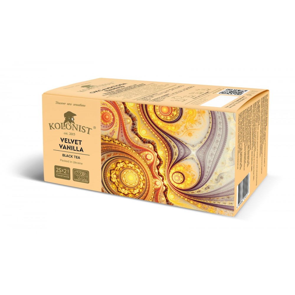 Чай Kolonist чорний Velvet Vanilla 25 пакетів сашет
