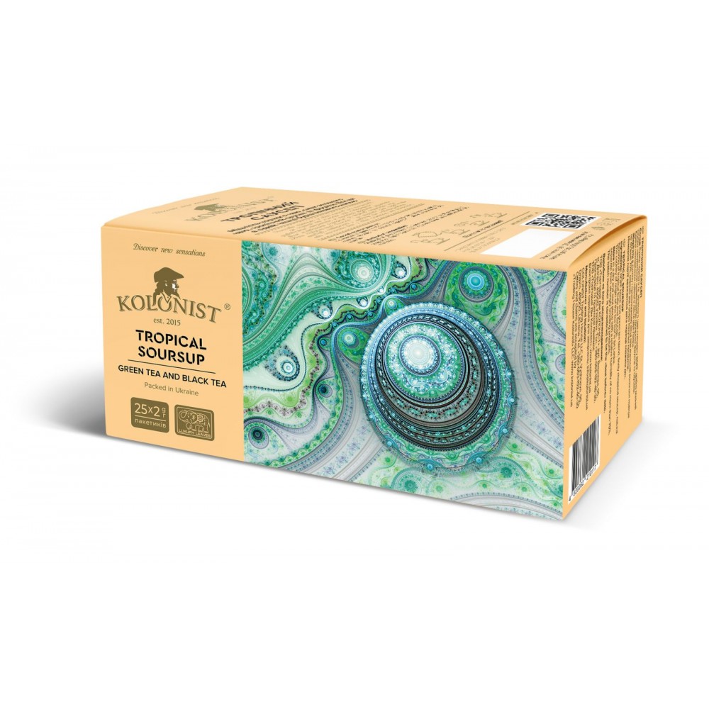 Чай Kolonist черный и зеленый Tropical Soursop 25 пакетов сашет