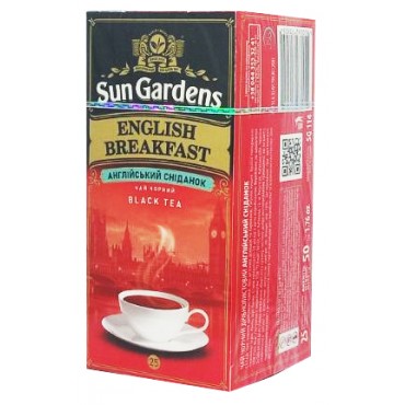 Чай черный пакетированный Sun Gardens English Breakfast 25 пакетиков х 2 грамма