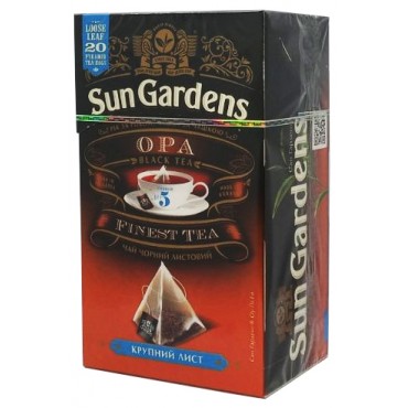 Черный чай Sun Gardens OPA Крупнолистовой 20 пирамидок