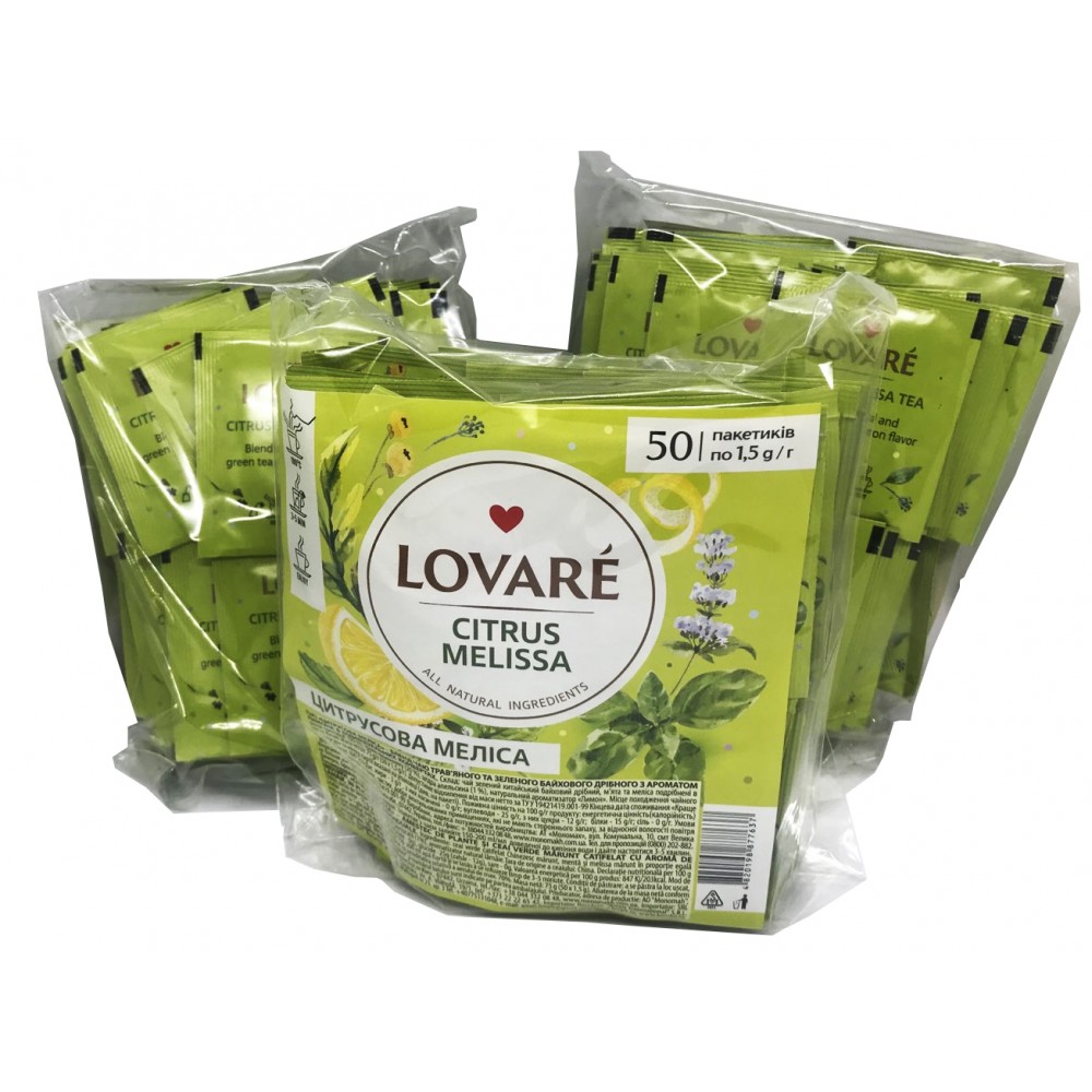 Чай зеленый Lovare Citrus Melissa в пакетиках 50 штук