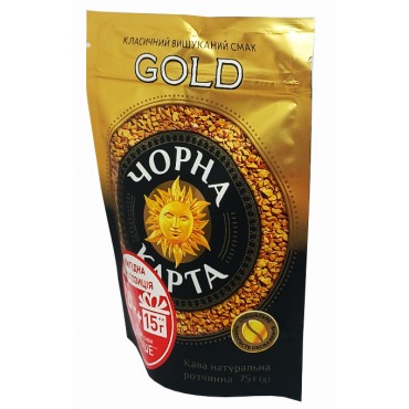 Кофе Черная Карта Gold растворимый 75 грамм в мягкой упаковке