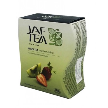 Чай "JAF" зеленый Strawberry & Kiwi (клубника, киви) 100 грамм картон