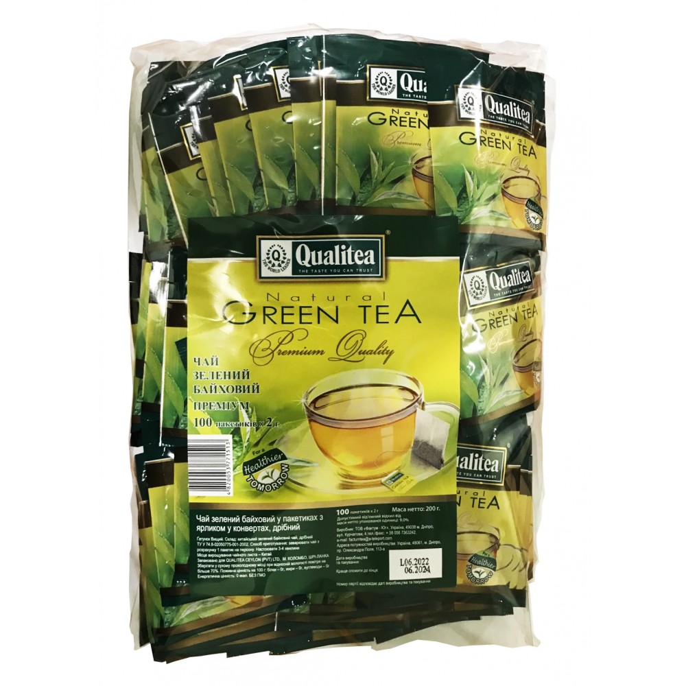 Чай "Qualitea" зелений 100 пакетів у конвертах